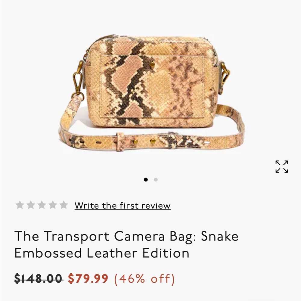 Madewell the transport snake genuine leather python Crossbody purse EUC blush